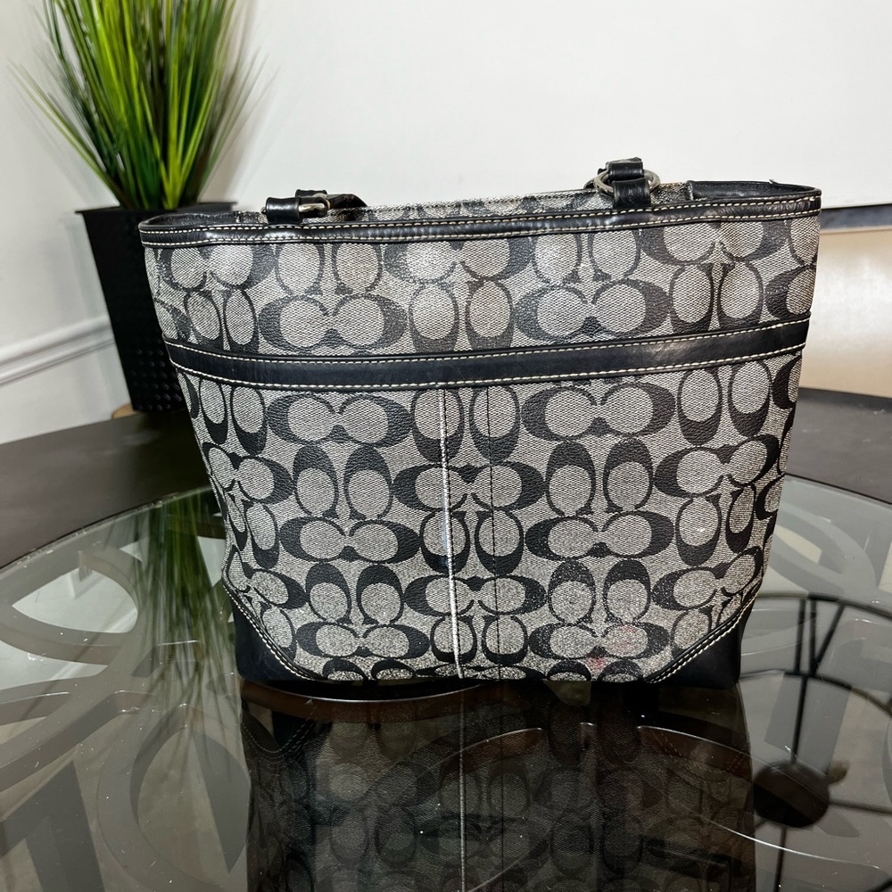 Coach Chelsea Heritage Stripe Tote Bag Purse 14477 Black - Picture 4 of 8